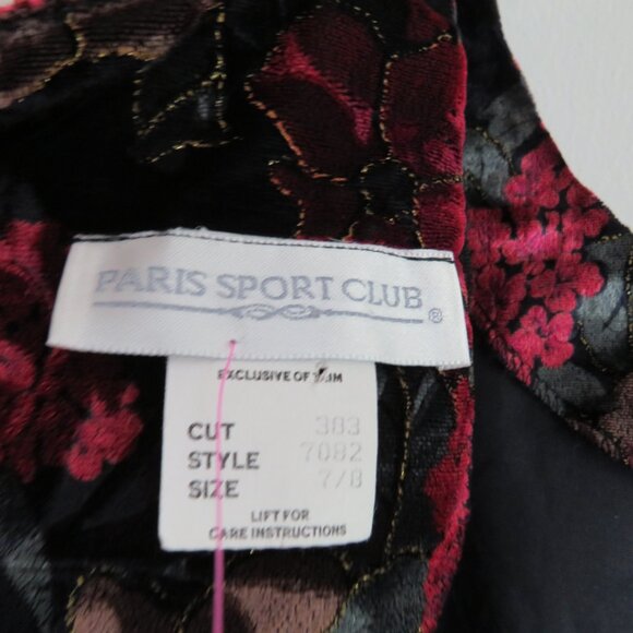 Paris Sport Club Woman’s Vintage Floral Burgundy Velvet Sheath Dress size 7B - Picture 12 of 12